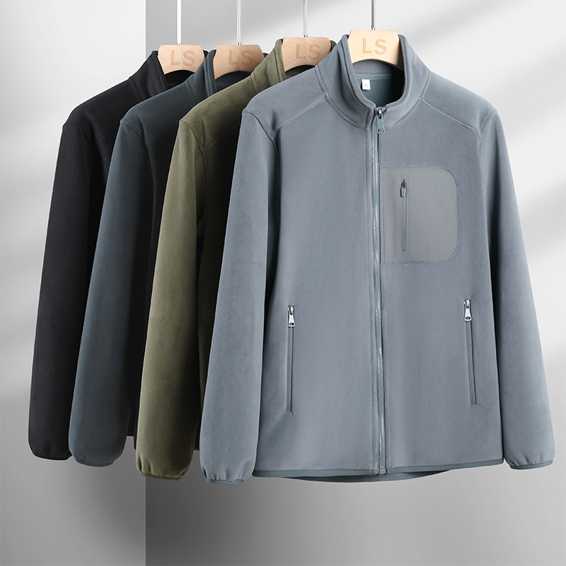 2025 New Autumn and Winter Fleece Jacket for Men, Austrian Velvet Fleece-Lined Thermal Clothing Cardigan Jacket Pure Color Large Size Jacket