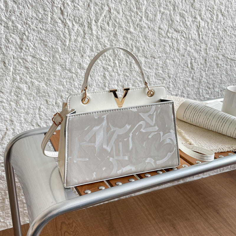 Bolso Cuadrado Bandolera con Estampado de Letras de PU para Uso Diario