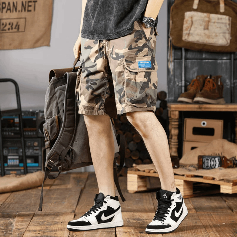 Summer Cargo Pants Loose Trendy Brand Five-Point Pants Multi-Pocket Outdoor Motorcycle Camouflage Pants Men's Shorts Sports American Style