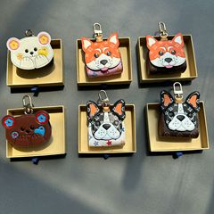 新しい老眼模擬レザー l*v24a チャンキーベアフレンチドゥ柴犬ヘッドフォンバッグ口紅バッグキーペンダント