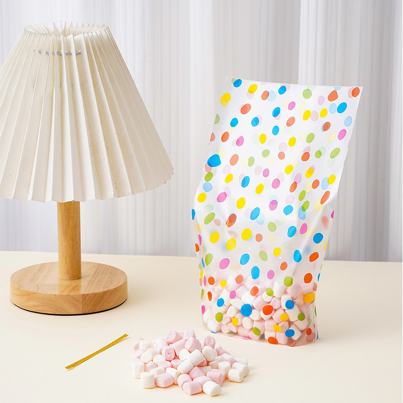 Spring New Colorful Transparent Polka Dot Biscuit Packaging Bags Food Packaging Bags Self-Sealing Bags Candy Packaging Bags