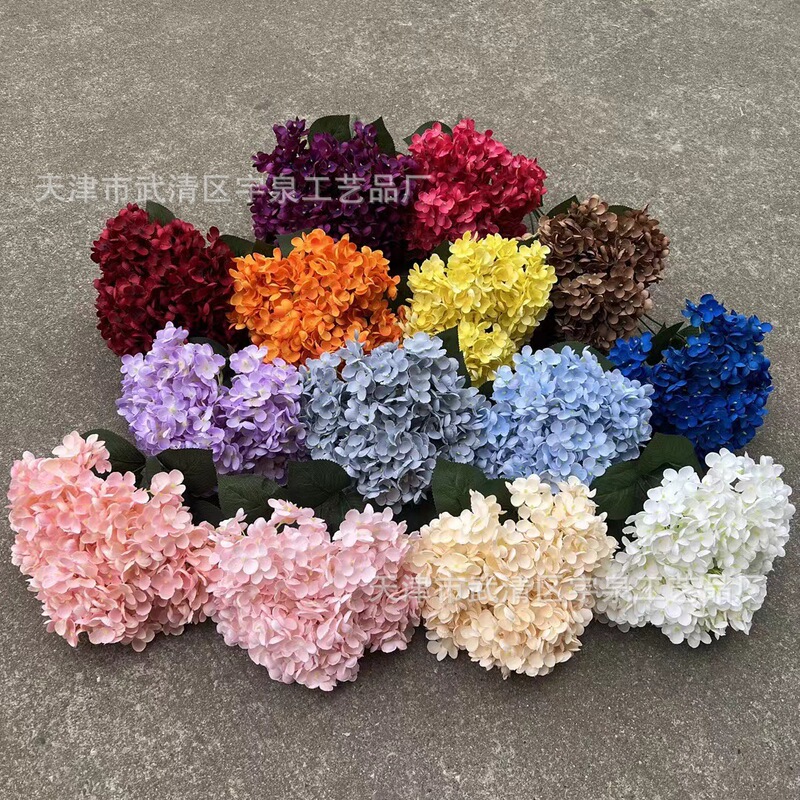 [Simulation hydrangea] 5 head Lolita hydrangea pink purple bunch hydrangea foreign trade wedding fake flowers wholesale