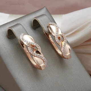 蓝菁 跨境热卖微镶钻石个性耳环 高级感百搭耳扣 气质玫瑰金耳环