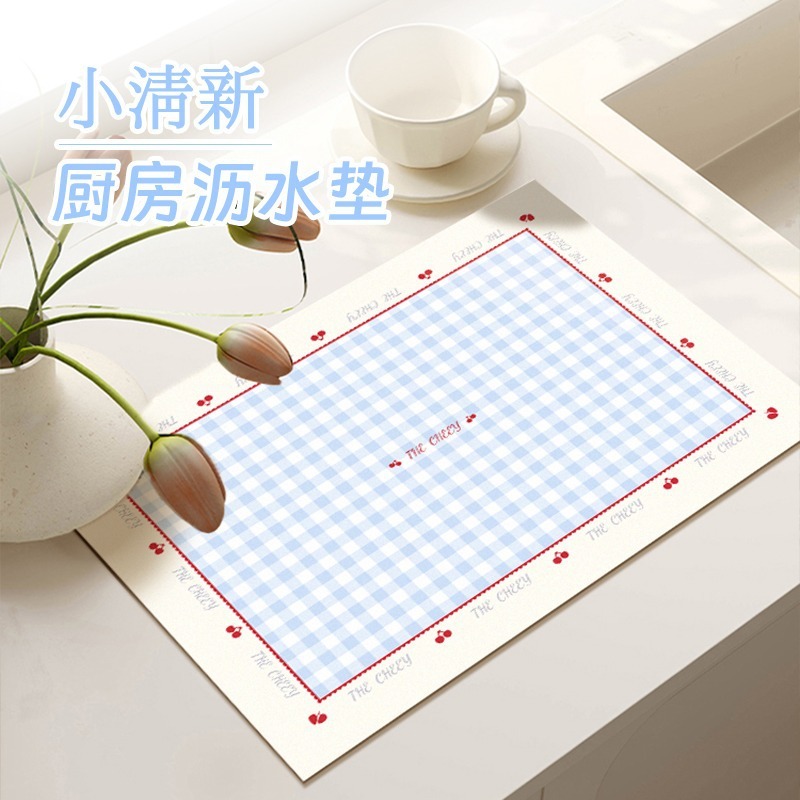 ins风家用硅藻泥厨房装饰沥水垫台面吸水垫咖啡机垫桌垫防滑餐垫|undefined