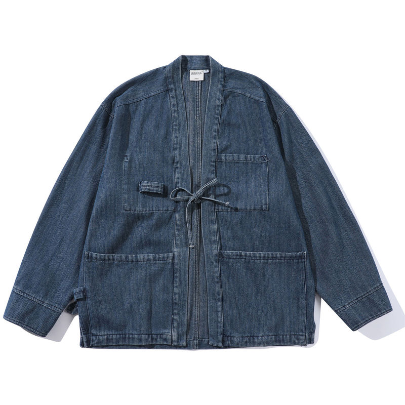 National Fashion casual loose all-matching Denim coat men's retro high street fashion brand original robe jacket men's Spring New