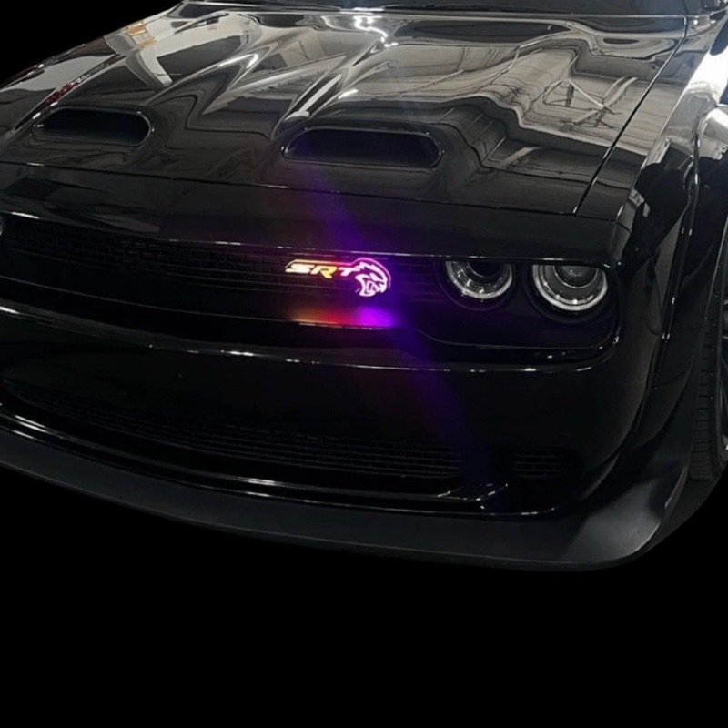Cross-Border Luminous Car Logo Srt Car Luminous Emblem Hellcat Bluetooth Rgb Car Grille Luminous Logo