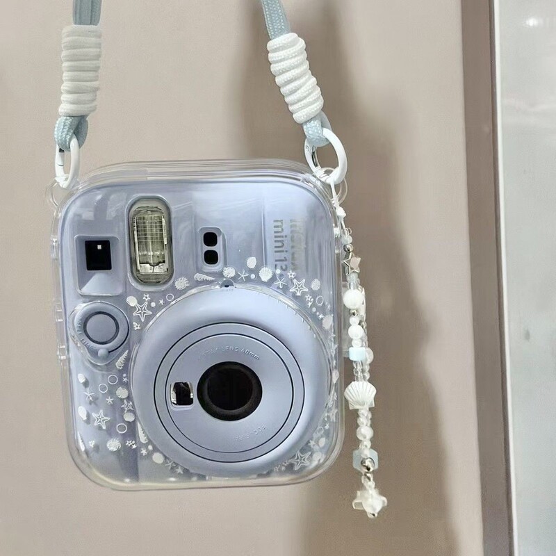 [Mini13 Transparent Shell] Instax Crystal Shell Instant Camera Hard Shell Protective Case Chain Trendy