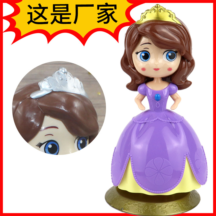 Sofia Golden Crown Princess Cake Ornament Creative Plastic Cartoon Toy Big Eyes Girl Doll Model Wholesale