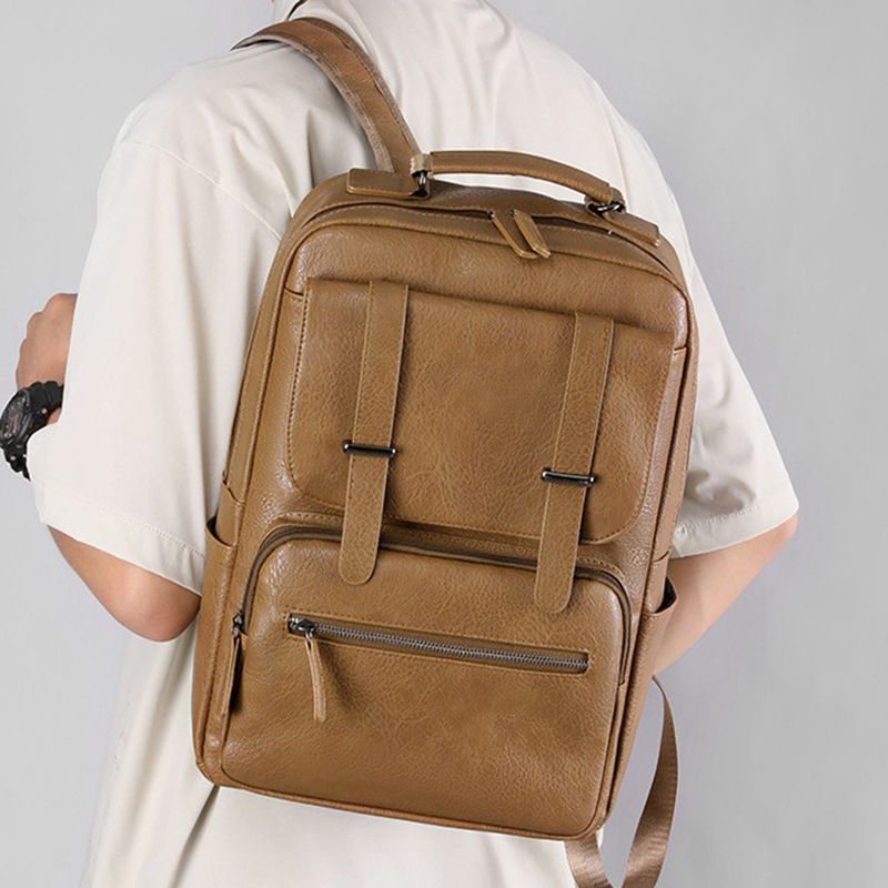 国境を越えたファッションリュック男性用皮質ビジネスシンプルなバックパック防水バッグ出張旅行通勤男性バッグ