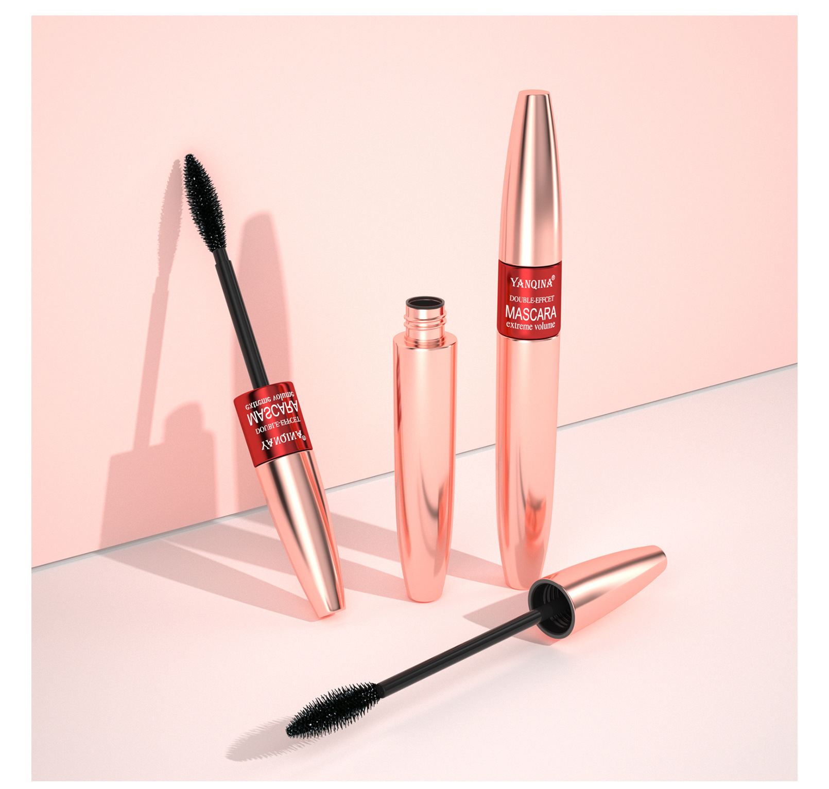 YANQINA's Long and Thick Dual-effect Mascara is waterproof and non-smudge, naturally curling double-head mascara undefined