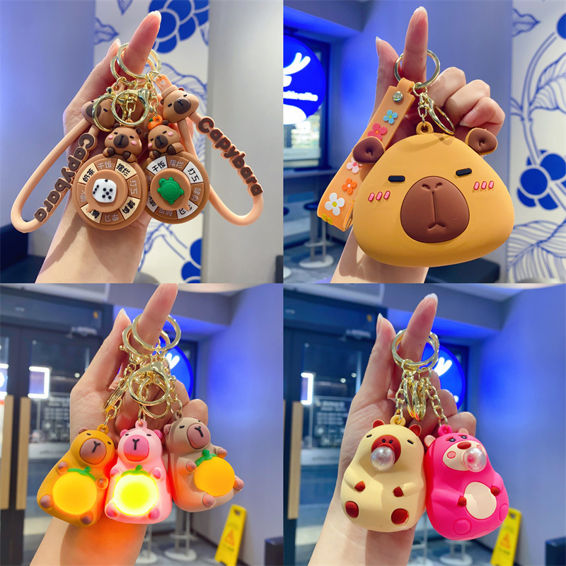 Creative Cartoon Capibala Capybara Keychain Doll Boys and Girls Cute Bag Pendant Small Gift Wholesale
