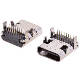 TYPE-C母座16P卧式90度插件L=8.97mm 四脚插板板上型快充C口母座