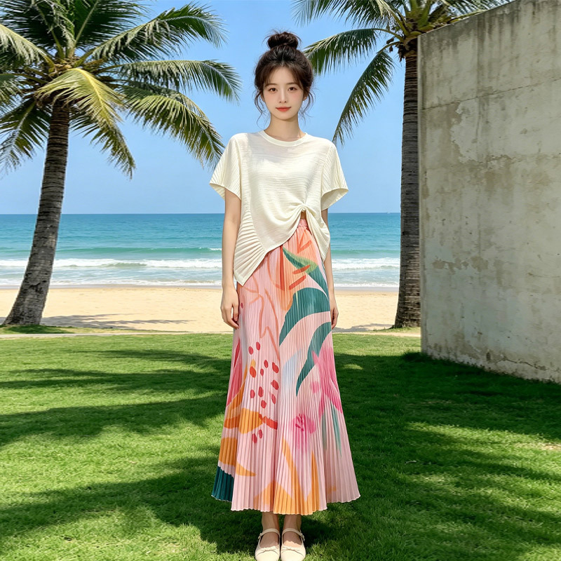 Miyake-Style Short-Sleeve Women's Pleated Top 2026 New Model Versatile Summer Korean Style T-Shirt