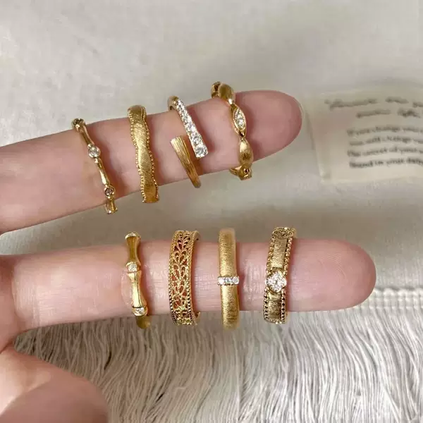 925 Sterling Silver New Brushed Ring for Women, Non-Fading, Accessible Luxury, High-End Niche Design, Staggered Zircon Open Ring