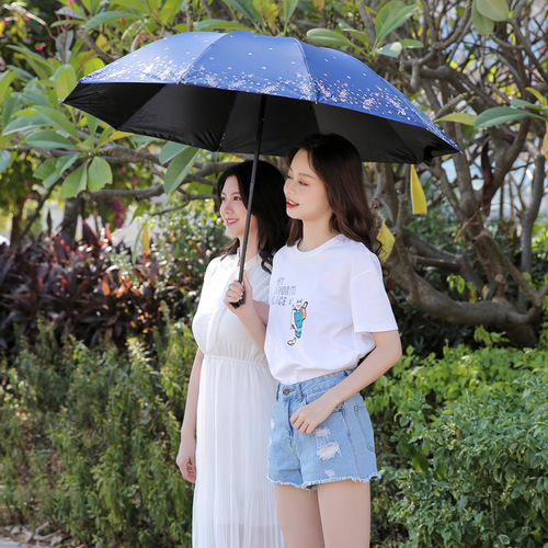 Ten-bone 65cm vinyl wintersweet pattern double sunny umbrella sun protection sunshade umbrella sun advertising umbrella foreign trade umbrella
