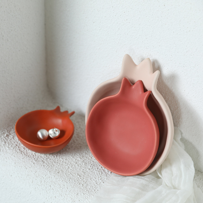 Creativa granada de cerámica placas de joyería collares pendientes bandeja de almacenamiento puerta de entrada llaves de almacenamiento adornos de la sala de tocador