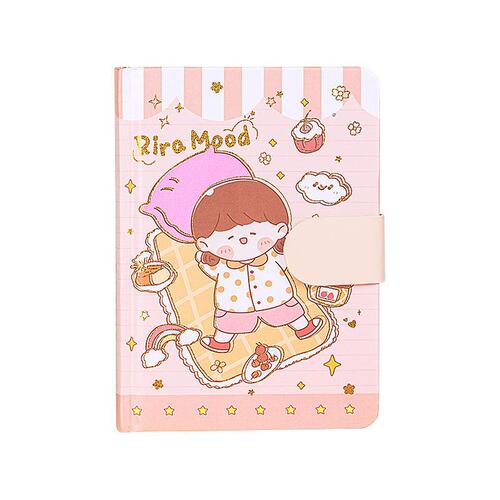 64K paper bronzing color page notebook student A6 notebook high-value cartoon cute leather-covered notebook