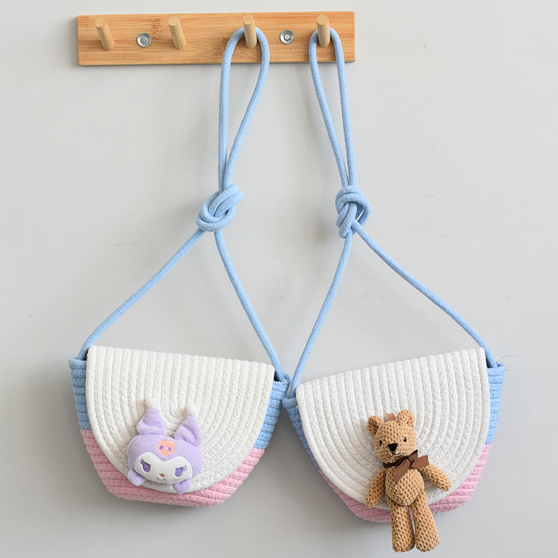 크로스 바디 밀짚 가방 버킷 가방 여름 인기있는 숄더백 캐주얼 비치 코튼 로프 패션 넷 레드 휴대 전화 동전 지갑