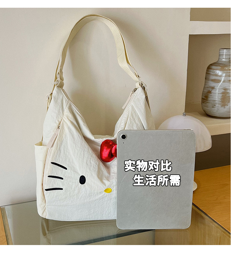 Cross-border Nylon Women's Bag 2026 New Style Large Capacity Cute Little Cat Single Shoulder Bag Bow Tote Bag Backpack