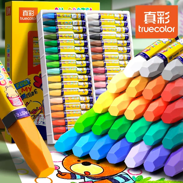 True color oil painting stick children's safe non-toxic crayons do not dirty hands do not touch hands kindergarten special 36 color box