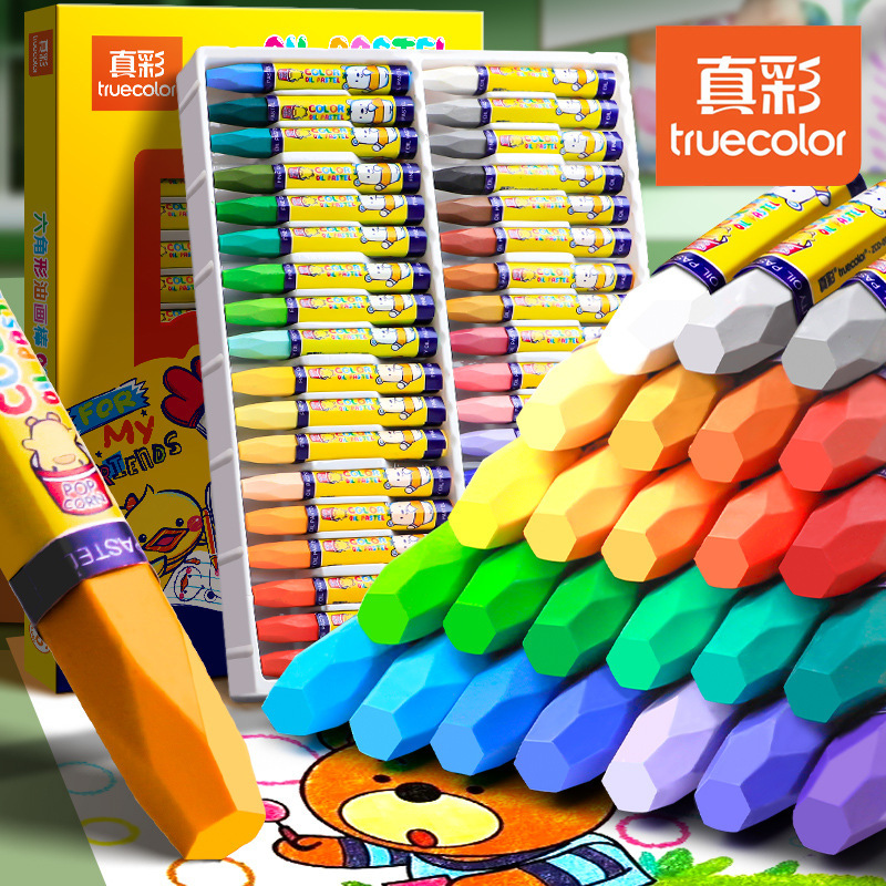 True color oil painting stick children's safe non-toxic crayons do not dirty hands do not touch hands kindergarten special 36 color box