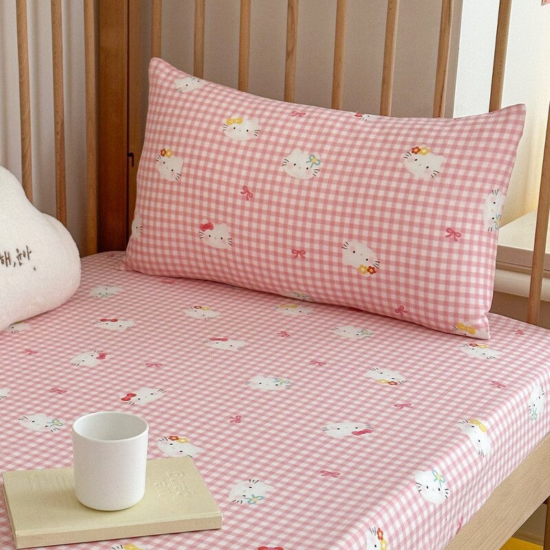 Class A Spring and Summer Cotton Double-layer Yarn Baby Bed Hat Cartoon Small Floral INS Cotton Bed Sheet