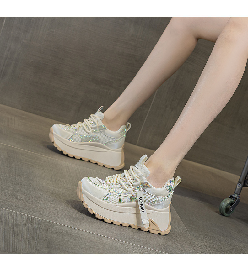 Giày sneaker nữ đế dày phong cách cổ điển phối lưới và da — Vàng lưới 5027-1, Đỏ da 5027, Xám lưới 5027-1, Đỏ lưới 5027-1 chi tiết 34