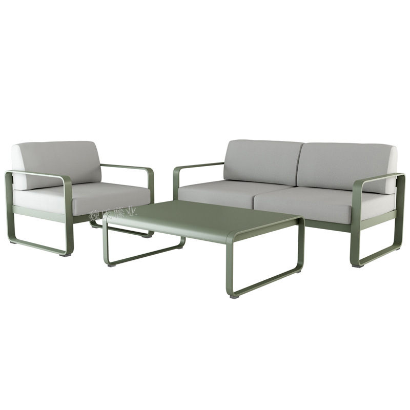 Sofá al aire libre patio al aire libre solárium jardín color macaron estilo impermeable protector solar muebles de aleación de aluminio