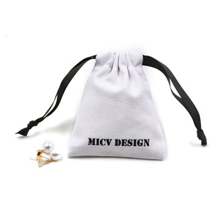 Solid Color Hot Silver Screen Printing Dust-Proof Jewelry Bag Double Pull Single Pull Drawstring Bag Cotton and Linen Drawstring Flap Pocket Pants Customization