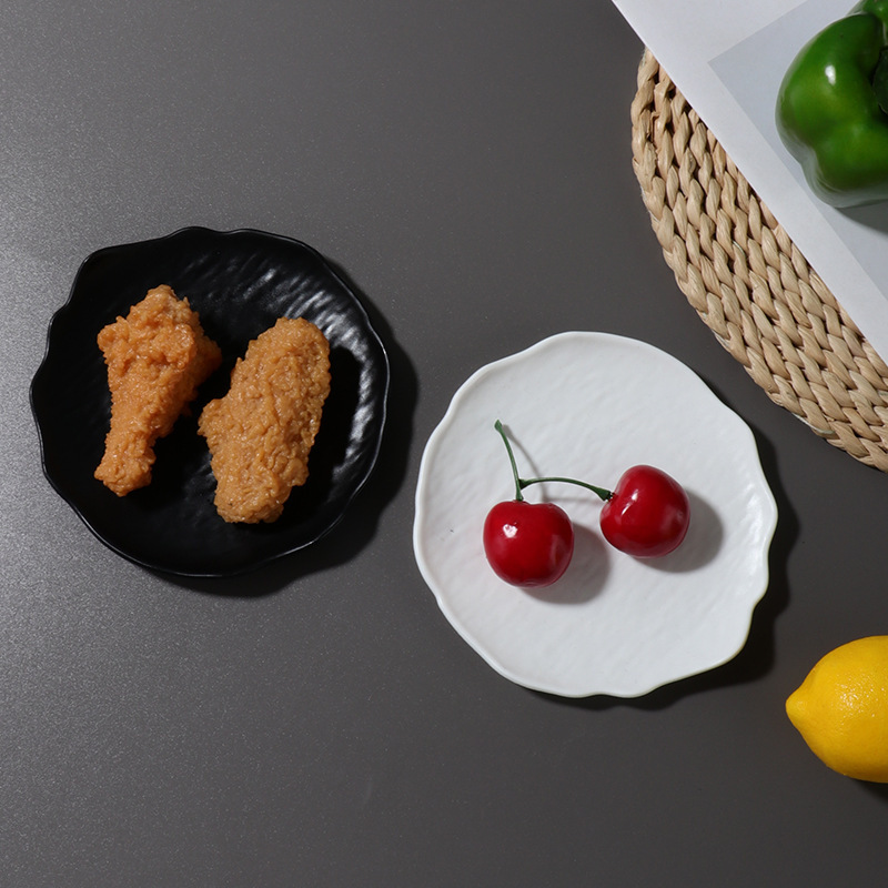 谢1000不规则形仿石纹塑料pp盘水果沙拉深盘吐骨碟