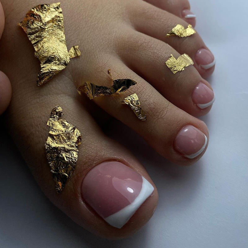 French white-edged simple nude toenail cross-border European and American foot nail piece wear nail nail piece finished product wholesale
