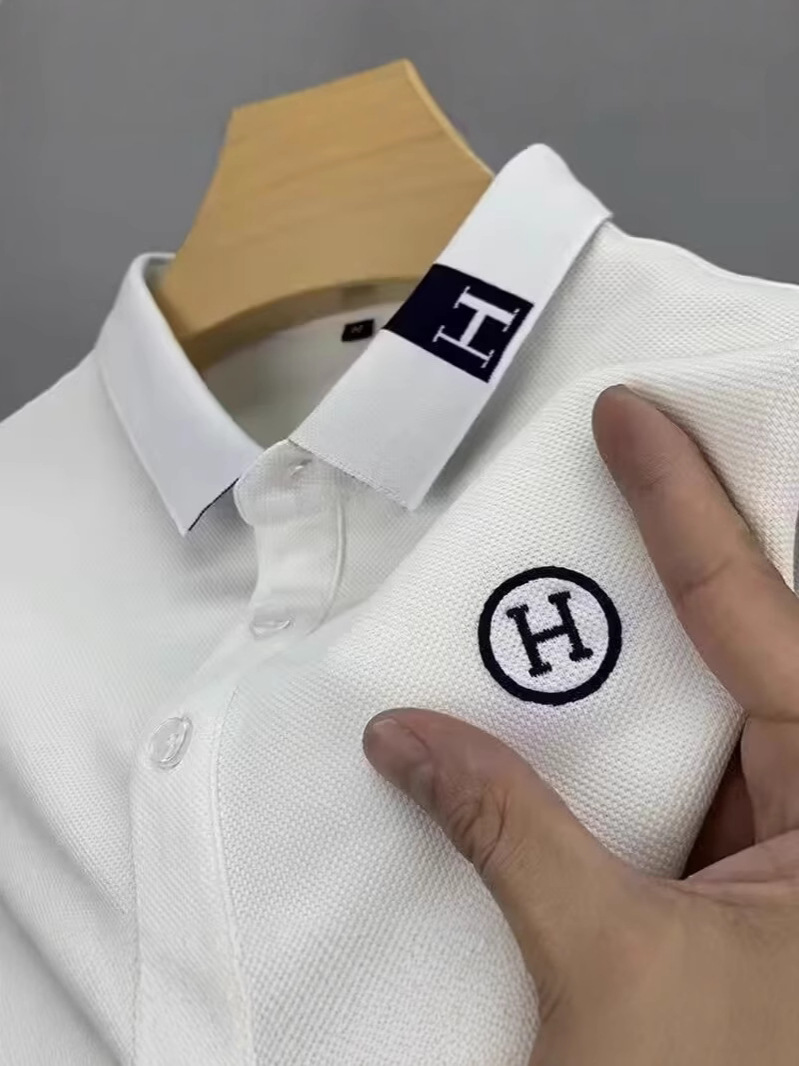 Embroidered Men's Short-Sleeved T-Shirt Lapel Classy Polo Shirt Famous Brand Men's Loose Paul Top