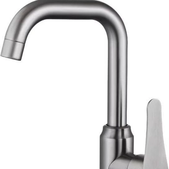 Stainless steel kitchen hot and cold faucet vertical large curved household sink bearing ball rotatable faucet