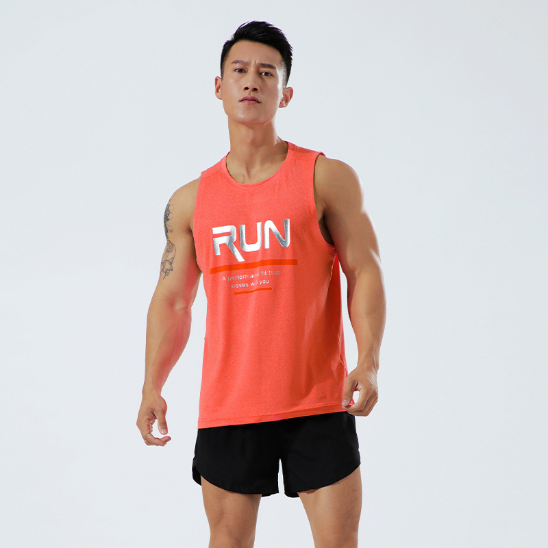 2021 leisure time motion Elastic force T-shirts vest summer man Light and thin ventilation Quick drying Bodybuilding Sleeveless Cross border