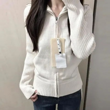 独特漂亮爆款小香风黑色拉链针织毛衣外套女2025春秋韩系短款上衣