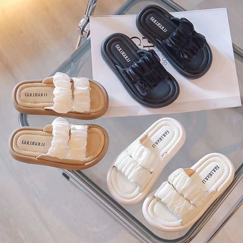 Новинка 2023 года, детские тапочки, летние сандалии с ремешками, туфли принцессы без шнуровки на мягкой подошве для больших детей и маленьких девочек