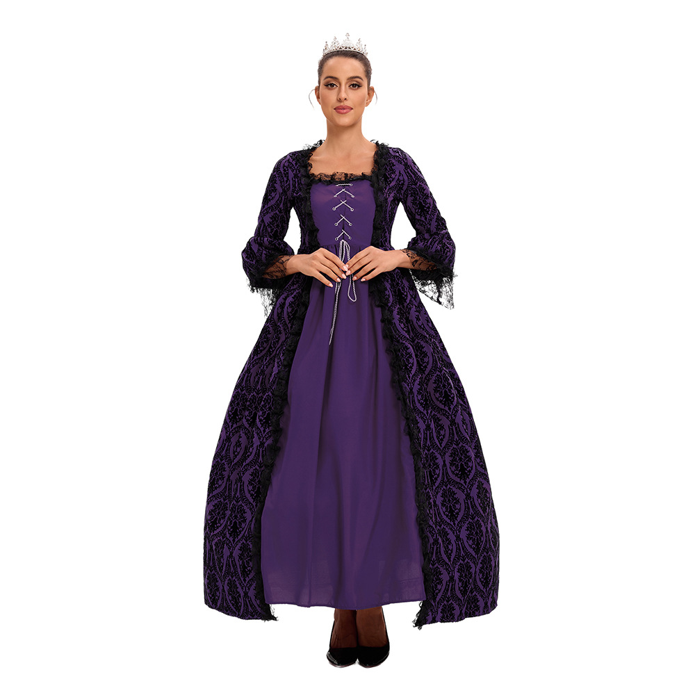 S-5xl más tamaño vestido de corte de alta gama encaje costura gran swing vestido retro medieval renacimiento vestido