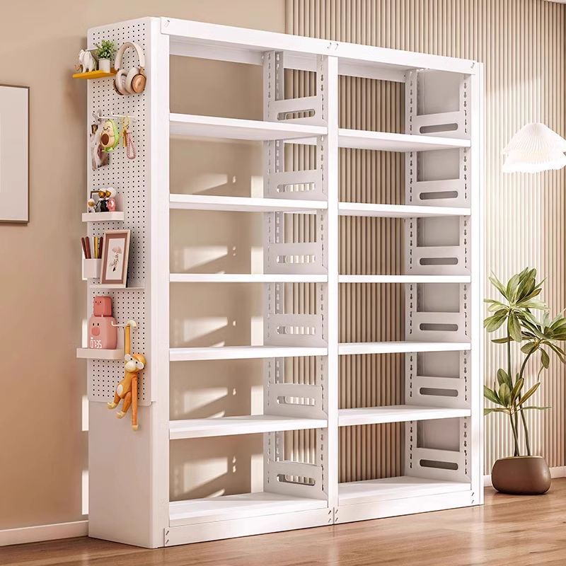 Steel Library Bookshelf Perforated Board Integrated Household Children's Floor-Standing Multi-Layer Picture Book Rack Iron Bookcase Storage Rack
