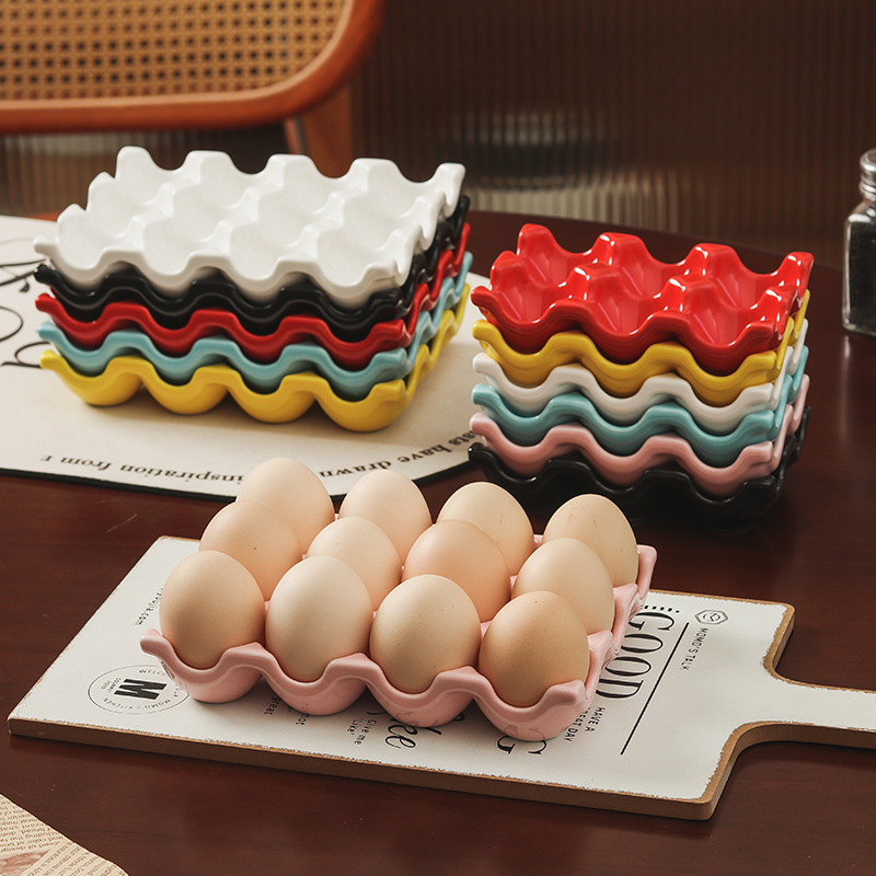 Egg Tray Egg Box Amazon Cross-border Refrigerator Egg Tray Placement Tray Ceramic Egg Tray Household Egg Tray