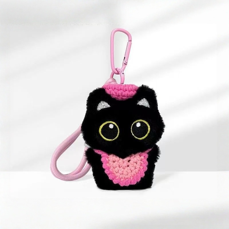 Nuevo original felino negro de peluche bolso colgante dopamina toallas de saliva bolso pequeño muñeca llavero