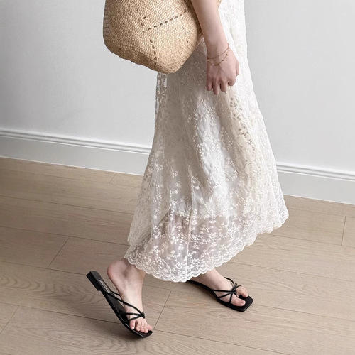 Sweet and Spicy Girl Lace Tank Top Dress, Summer 2025 New Model, Waist Cinching A-Line Slimming Gentle Flowy Long Dress