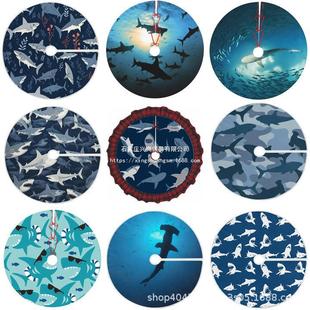 Shark Tree Skirt Cross-border New Product 78cm90cm101cm122cm Linen Short Plush Christmas Tree Decoration