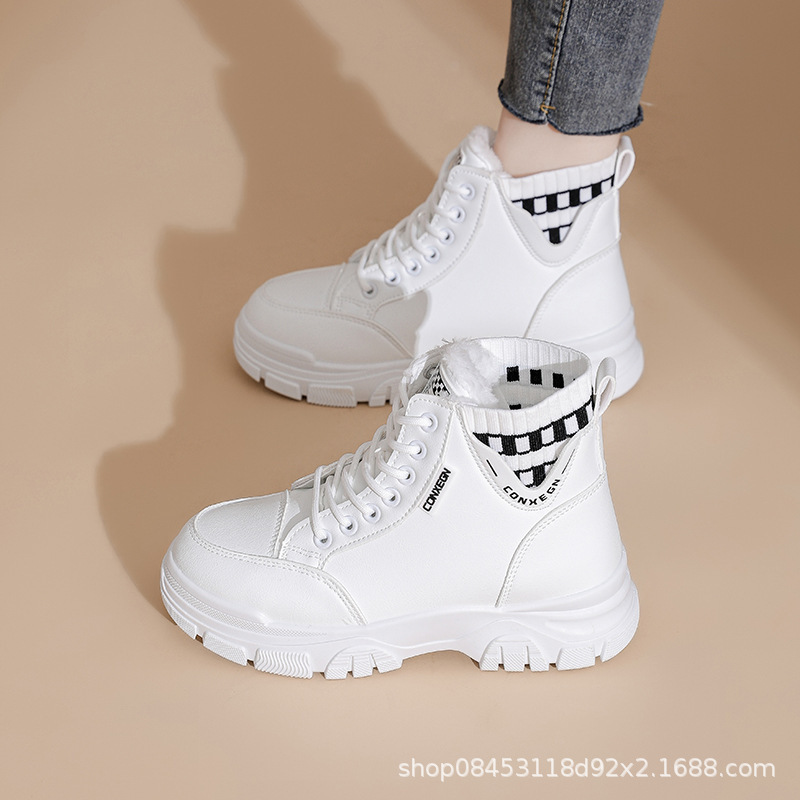 국경을 넘나드는 새로운 겨울 여성용 다용도 마틴 부츠, 여성용 가죽 방수 스노우 부츠, 여성용 편안한 미드탑 면화, 여성용 따뜻한 신발