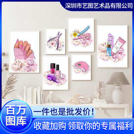 实力厂家外贸艺术抽象帆布油画美容美甲店个性挂画北欧清新装饰画