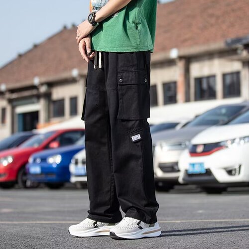 Cross-border Japanese military green work pants for men, multi-pocket functional casual pants for men, straight-leg loose wide-leg pants