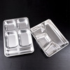 Dinner plate stainless steel for elementary school students, square lunch box, increased thickness