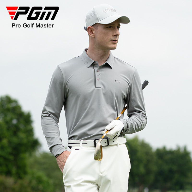 Áo polo nam dài tay PGM thu đông thoải mái — YF650-Màu xám, YF650-Trắng, YF650-Màu đen