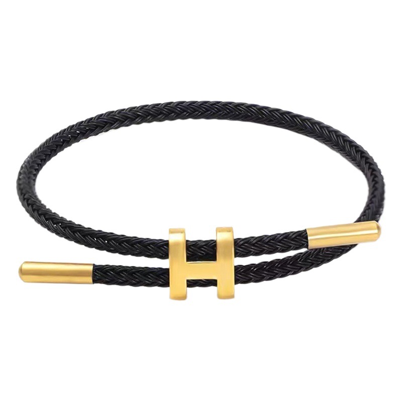 Spot I-Buckle Wire Rope Bracelet 3D Hard Gold with Rope Bracelet Adjustable Titanium Steel Waterproof and Sweat-Proof Bracelet