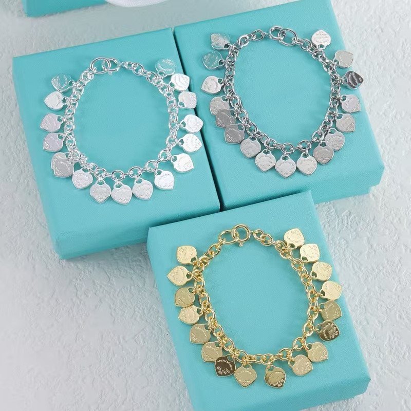 Tijia/Tjia Heart Tag Bracelet Accessible Luxury Fashion Sense Small Fragrance Stylish Elegant High-End Design Hand Jewelry