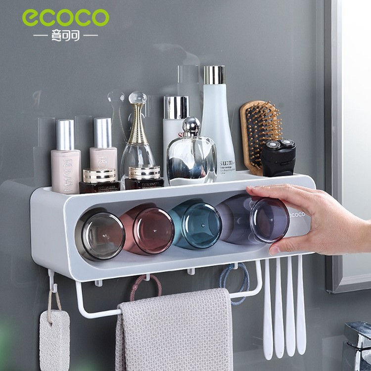 Estante de cepillo de dientes, taza de cepillo de dientes, enjuague bucal, baño de pared, sin perforación, soporte de pared, estante de almacenamiento de celebridades de Internet, juego de cilindros